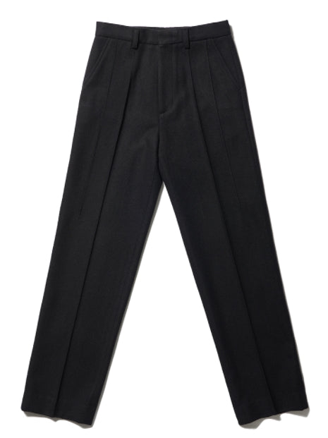 NOMANUAL(ノーマニュアル) 3 PIN TUCK WOOL SLACKS - BLACK