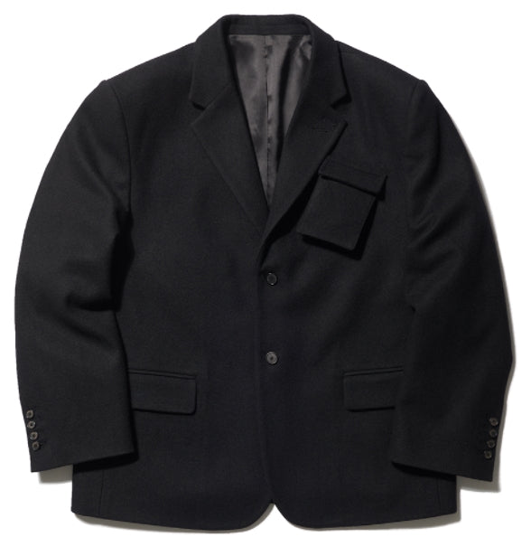NOMANUAL(ノーマニュアル) PATCH POCKET WOOL BLAZER - BLACK