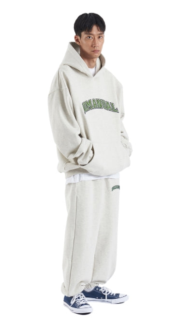 NOMANUAL(ノーマニュアル)  3T ARCH LOGO SWEATPANTS - OATMEAL MELANGE