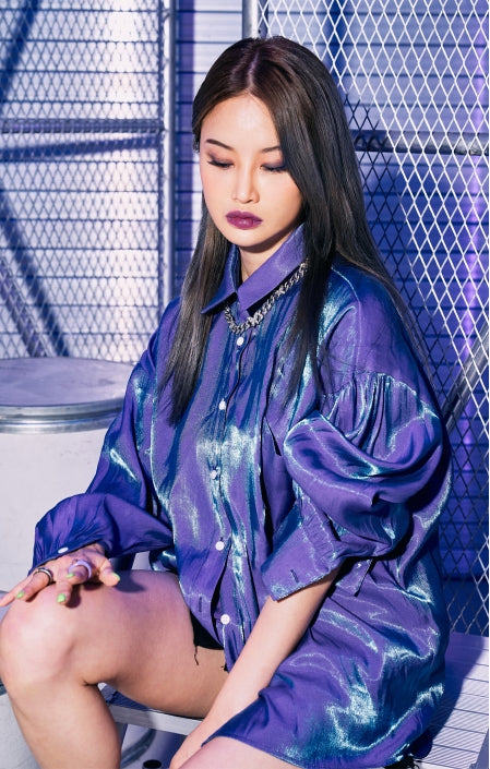 BLACKPURPLE (ブラックパープル) Crystal Thorn Stone Cubic Necklace_SILVER