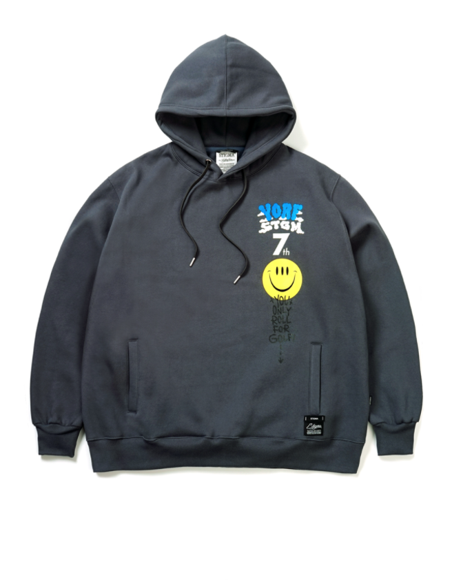 STIGMA(スティグマ)  YORF x STIGMABEAR ON GREEN OVERSIZED HEAVY SWEAT HOODIE DARK GRAY
