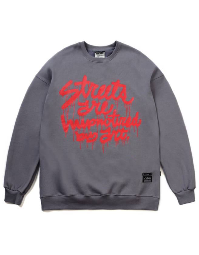 STIGMA(スティグマ)  DRIP OVERSIZED HEAVY SWEAT CREWNECK PURPLE GRAY