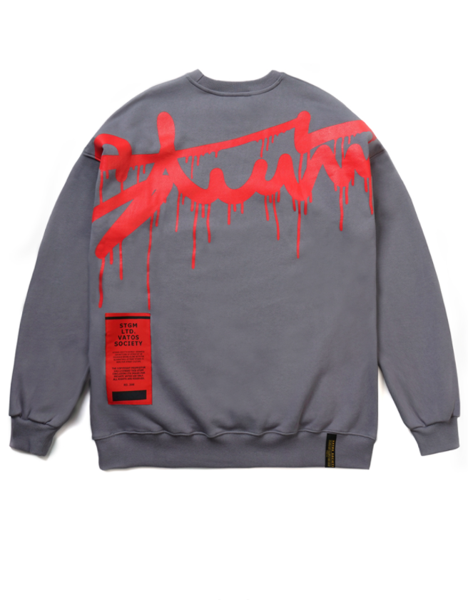 STIGMA(スティグマ)  DRIP OVERSIZED HEAVY SWEAT CREWNECK PURPLE GRAY