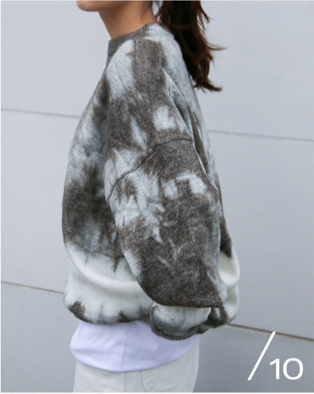 Q CUMBERS (キューカンバース)　TIE-DYE PULLOVER KNIT / Grey