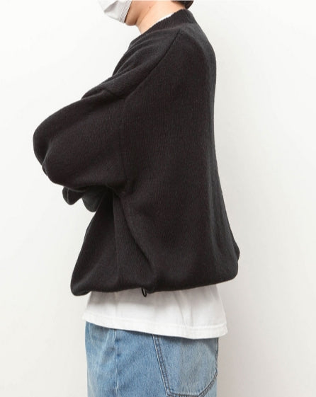 Q CUMBERS (キューカンバース)　OVERSIZED PULLOVER KNIT/ Black