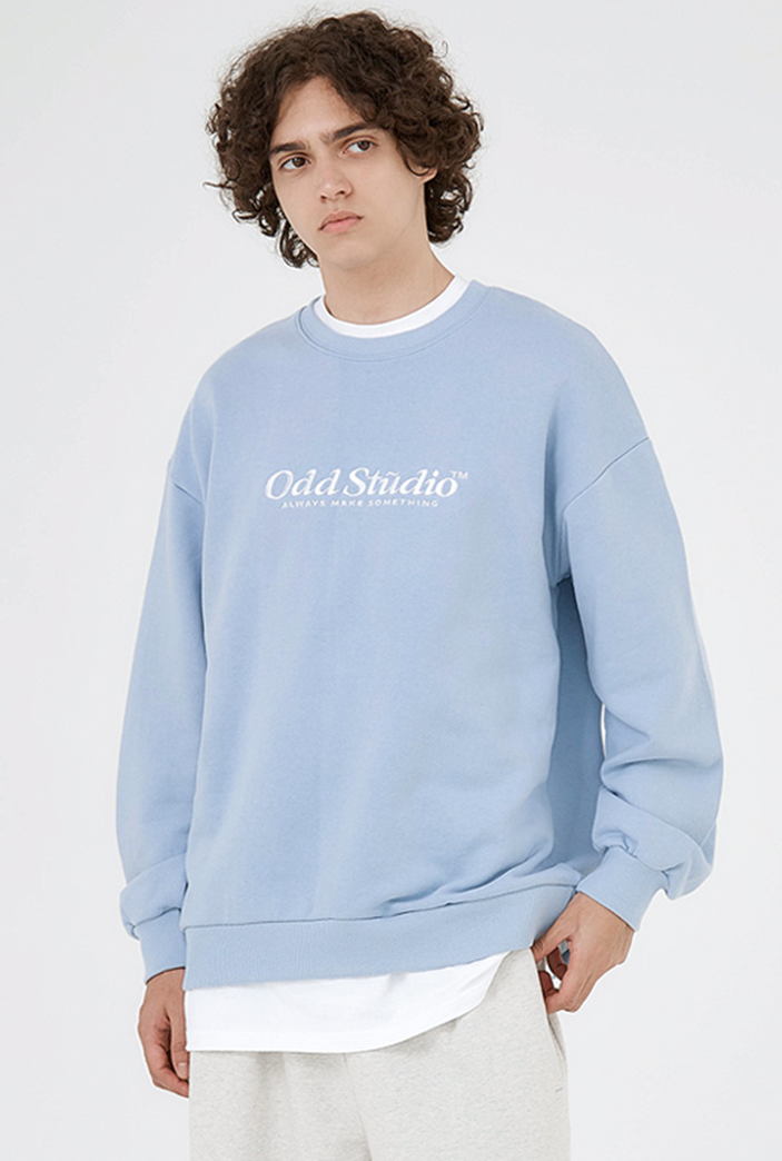 Odd Studio (オッドスタジオ)　STANDARD EMBROIDERED LOGO SWEATSHIRT-SKY BLUE
