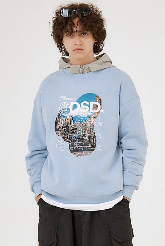 Odd Studio (オッドスタジオ)　WORLD DIGITAL PRINTING SWEATSHIRT-BLUE
