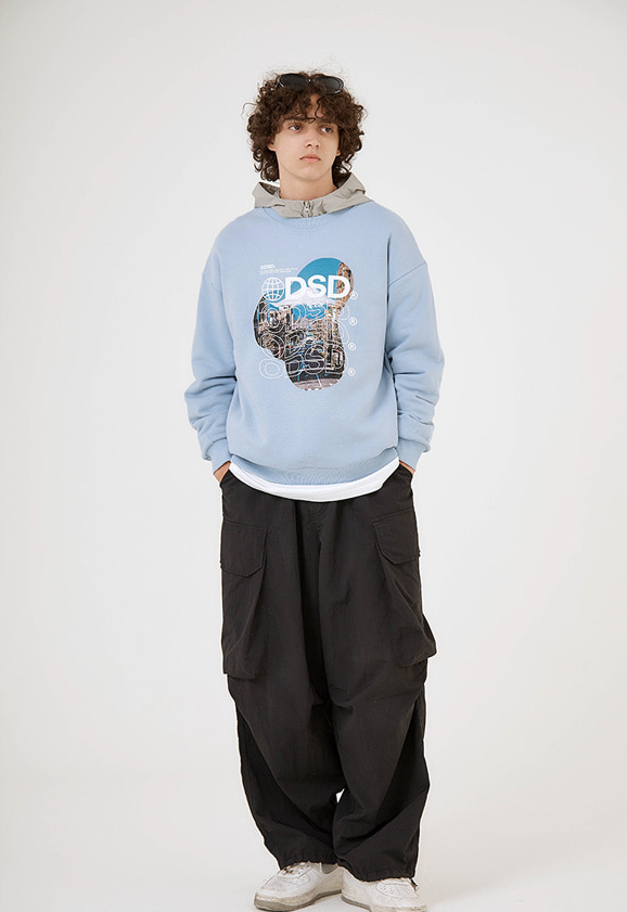 Odd Studio (オッドスタジオ)　WORLD DIGITAL PRINTING SWEATSHIRT-BLUE