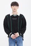 ロマンティッククラウン(ROMANTIC CROWN)  COLLAR WAFFLE KNIT_BLACK