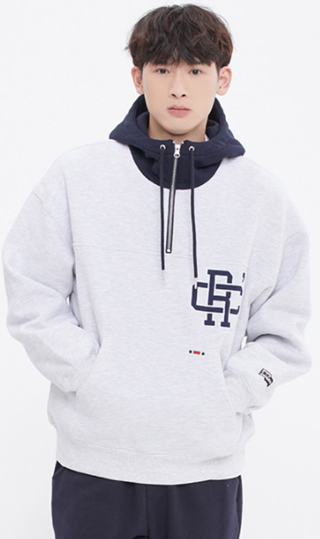 ロマンティッククラウン(ROMANTIC CROWN)  RC CLUB HALF ZIP UP HOOD_LIGHT GRAY