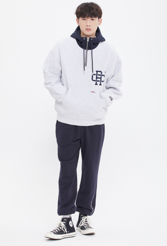 ロマンティッククラウン(ROMANTIC CROWN)  RC CLUB HALF ZIP UP HOOD_LIGHT GRAY