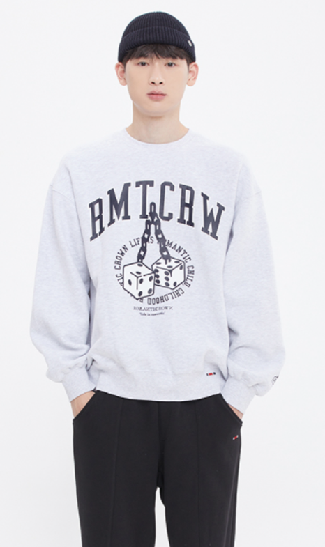 ロマンティッククラウン(ROMANTIC CROWN) DOUBLE DICE SWEAT SHIRT_LIGHT GRAY