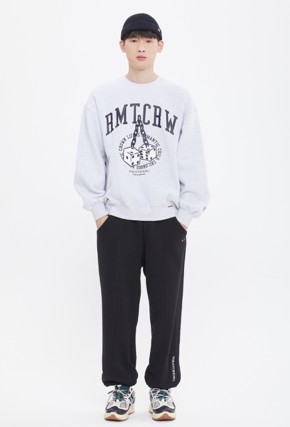 ロマンティッククラウン(ROMANTIC CROWN) DOUBLE DICE SWEAT SHIRT_LIGHT GRAY