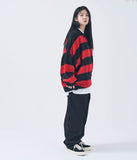 Q CUMBERS (キューカンバース)　MOHAIR BORDER PULLOVER SWEATER/ Red
