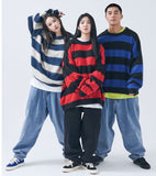 Q CUMBERS (キューカンバース)　MOHAIR BORDER PULLOVER SWEATER/ Navy