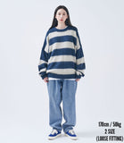 Q CUMBERS (キューカンバース)　MOHAIR BORDER PULLOVER SWEATER/ Navy