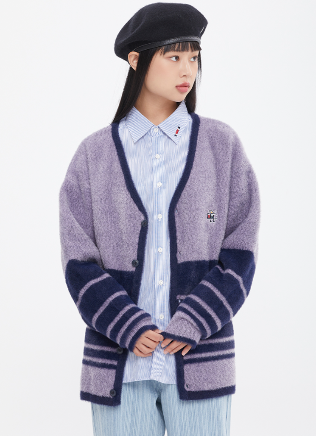 ロマンティッククラウン(ROMANTIC CROWN) LONG HAIR KNIT CARDIGAN_PURPLE