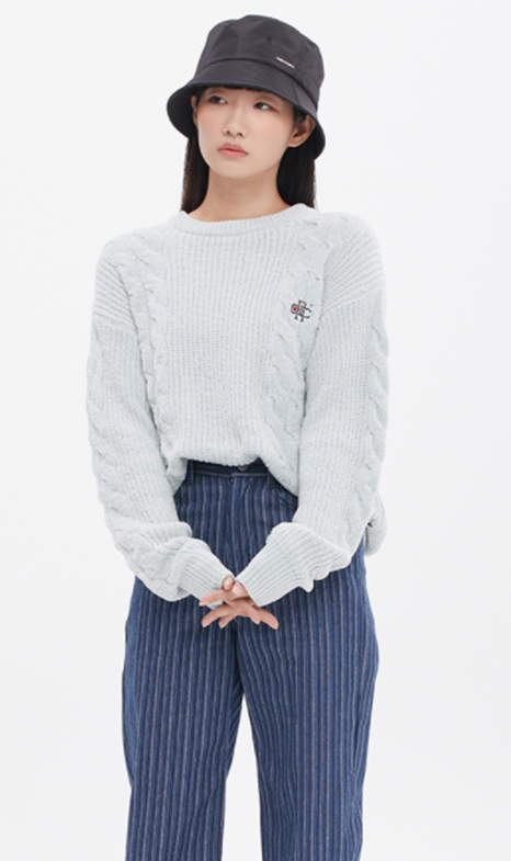 ロマンティッククラウン(ROMANTIC CROWN)  VELVET WAFFLE KNIT_LIGHT GREEN