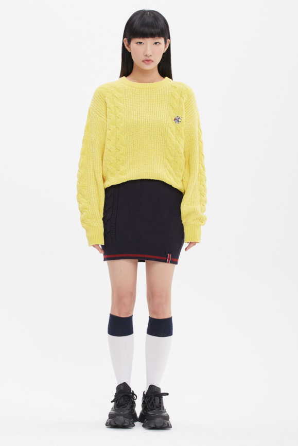 ロマンティッククラウン(ROMANTIC CROWN)  VELVET WAFFLE KNIT_YELLOW GREEN