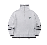 ロマンティッククラウン(ROMANTIC CROWN)  TURTLENECK HALF ZIP UP KNIT_LIGHT GRAY
