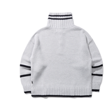 ロマンティッククラウン(ROMANTIC CROWN)  TURTLENECK HALF ZIP UP KNIT_LIGHT GRAY