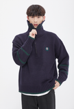 ロマンティッククラウン(ROMANTIC CROWN)  TURTLENECK HALF ZIP UP KNIT_NAVY