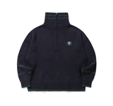 ロマンティッククラウン(ROMANTIC CROWN)  TURTLENECK HALF ZIP UP KNIT_NAVY