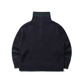 ロマンティッククラウン(ROMANTIC CROWN)  TURTLENECK HALF ZIP UP KNIT_NAVY