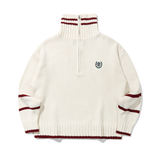 ロマンティッククラウン(ROMANTIC CROWN)  TURTLENECK HALF ZIP UP KNIT_OATMEAL