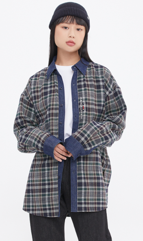 ロマンティッククラウン(ROMANTIC CROWN)   DENIM CHECK SHIRT_GREEN