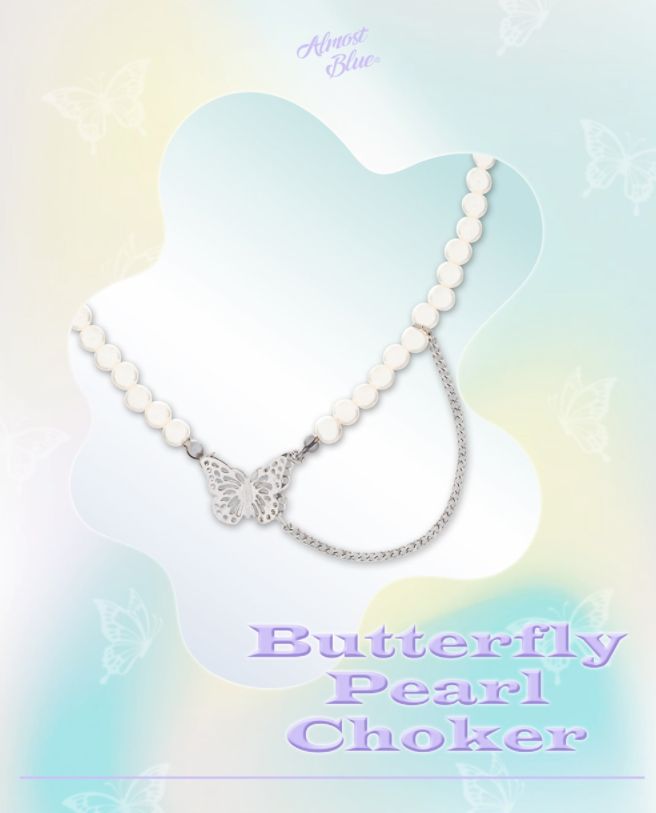 オルモストブルー(Almost Blue)  BUTTERFLY PEARL CHOKER