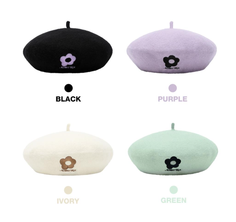 オルモストブルー(Almost Blue)  FLOWER WOOL BERET