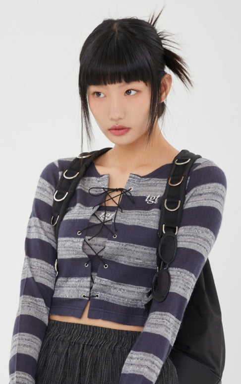 TARGETTO(ターゲット)   EYELET CARDIGAN & TOP SET_CHARCOAL