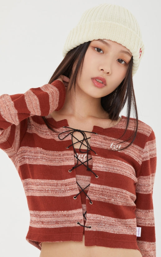 TARGETTO(ターゲット)   EYELET CARDIGAN & TOP SET_BROWN