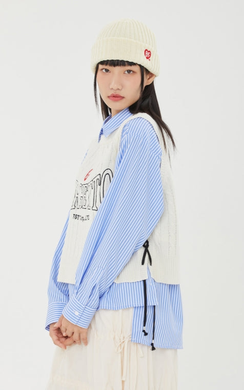 TARGETTO(ターゲット)   LACE UP CROP KNIT VEST_OATMEAL