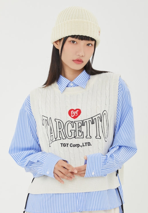 TARGETTO(ターゲット)   LACE UP CROP KNIT VEST_OATMEAL