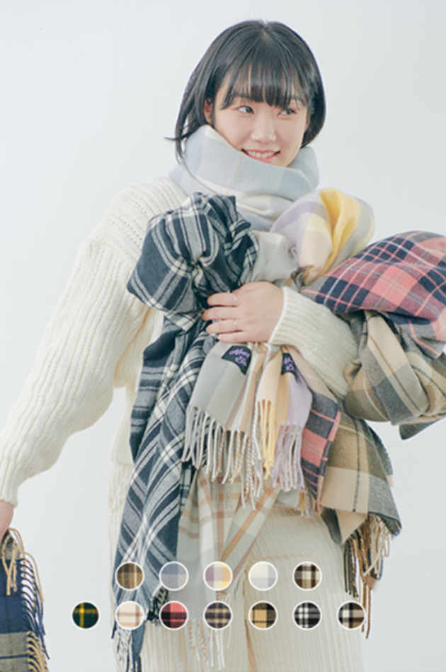 オルモストブルー(Almost Blue)  PLAIN CHECK MUFFLER