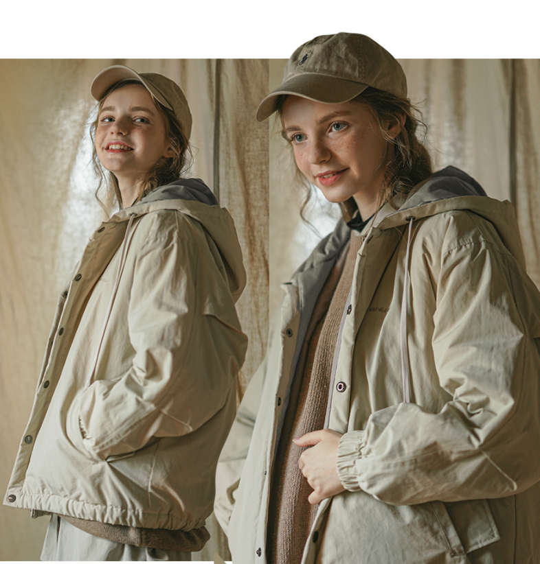 ダブルユーブイプロジェクト(WV PROJECT) Woven Hooded Coach Jacket Beige JIOT7540