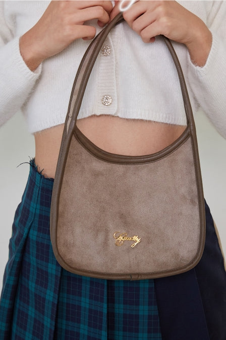 curetty (キュリティー)  C LEATHER TRIMMING SUEDE BAG_DARK BROWN