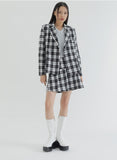 curetty (キュリティー) C CHECKED DOUBLE BUTTON JACKET_WHITE