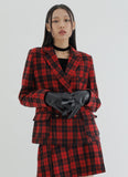 curetty (キュリティー) C CHECKED DOUBLE BUTTON JACKET_RED