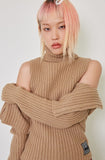 curetty (キュリティー)  C METALLIC HIGH-NECK KNIT TOP_BEIGE