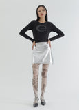 curetty (キュリティー) C METALLIC BELTED A-LINE SKIRT_SILVER