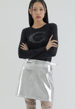 curetty (キュリティー) C METALLIC BELTED A-LINE SKIRT_SILVER