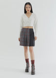 curetty (キュリティー) C MIXED CHECK PLEATS SKIRT_BURGUNDY