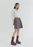 curetty (キュリティー) C MIXED CHECK PLEATS SKIRT_BURGUNDY