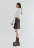 curetty (キュリティー) C MIXED CHECK PLEATS SKIRT_BURGUNDY