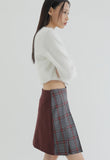 curetty (キュリティー) C MIXED CHECK PLEATS SKIRT_BURGUNDY