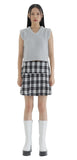 curetty (キュリティー) C METAL LOGO CHECKED PLEATS SKIRT_WHITE