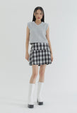 curetty (キュリティー) C METAL LOGO CHECKED PLEATS SKIRT_WHITE